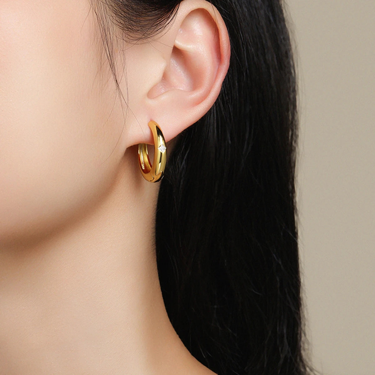 Square Moissanite Hoop Earrings Women S925 Silver 18K Gold Plated Hypoallergenic Jewelry