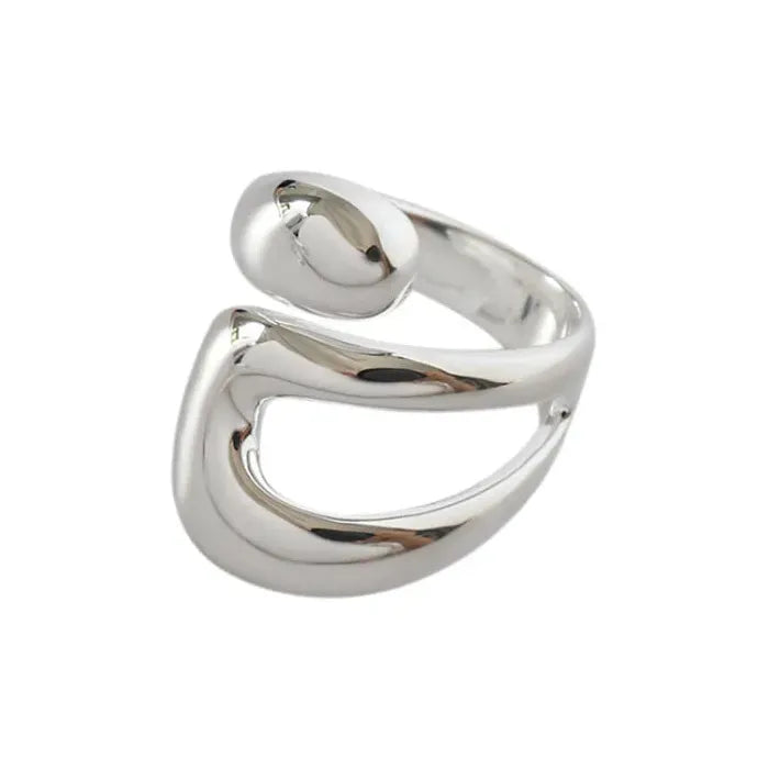 2PC Minimalist Geometric Silver Adjustable Rings for Women Gift Jewelry