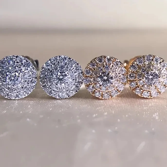 Micro Paved CZ Round Stud Earrings for Women Simple Delicate Fashion Jewelry Copper Alloy