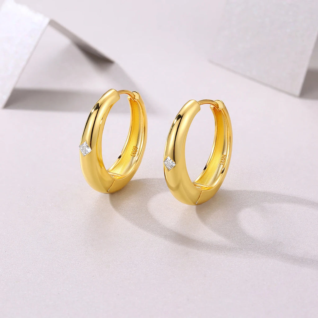 Square Moissanite Hoop Earrings Women S925 Silver 18K Gold Plated Hypoallergenic Jewelry
