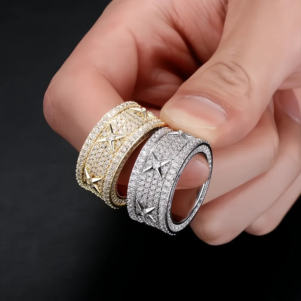 Men’s Luxury Iced Out Ring – White Gold Plated Full Micro Pave CZ Hip Hop Ring