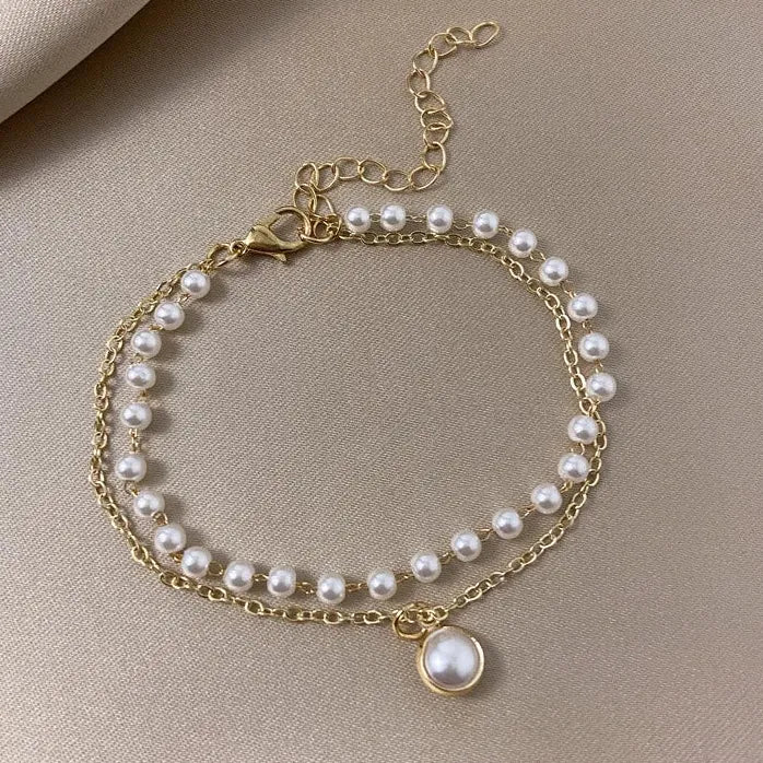 Butterfly Pearl Pendant Cuff Bracelet for Women Luxury Anniversary Gift Jewelry