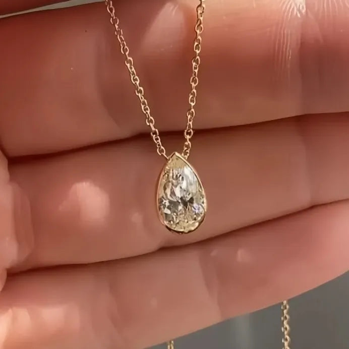 Geometric CZ Pendant Necklace for Women Gold Wedding Jewelry 2021 Trend