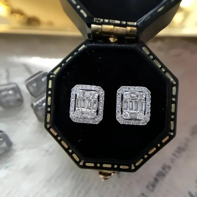 Geometric Cubic Zirconia Stud Earrings for Women Daily & Party Wear