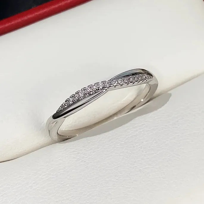 Fashion Contracted Design Women's Brass Ring with White Cubic Zirconia Wedding Party Jewelry