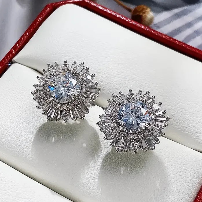 Geometric Cubic Zirconia Stud Earrings for Women Wedding Jewelry