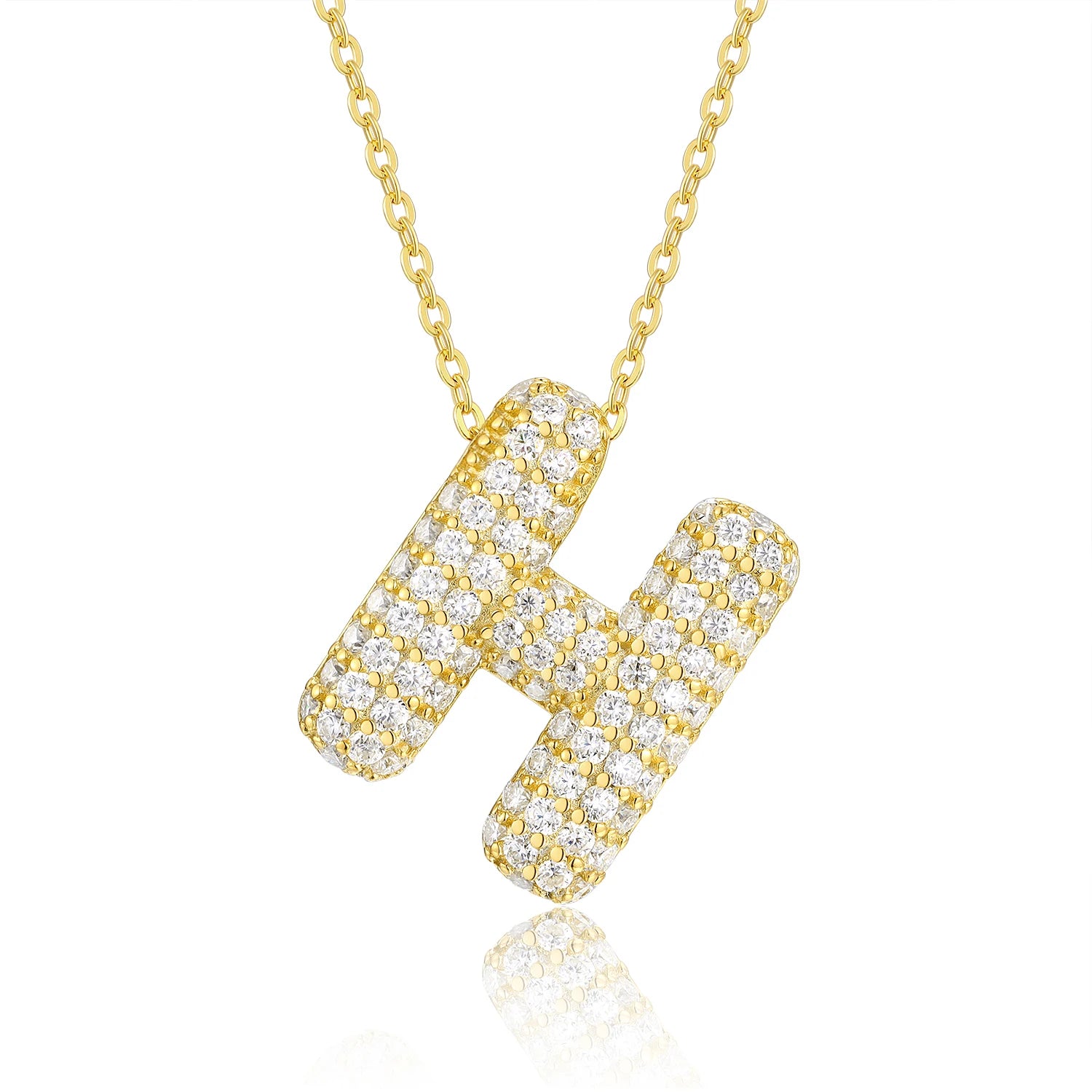 Gold Plated Moissanite Alphabet Pendant Necklace 26 Letters 925 Silver Unisex Jewelry