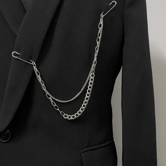 Y2K Punk Gothic Silver Zinc Alloy Cross Tassel Brooch for Men Women
