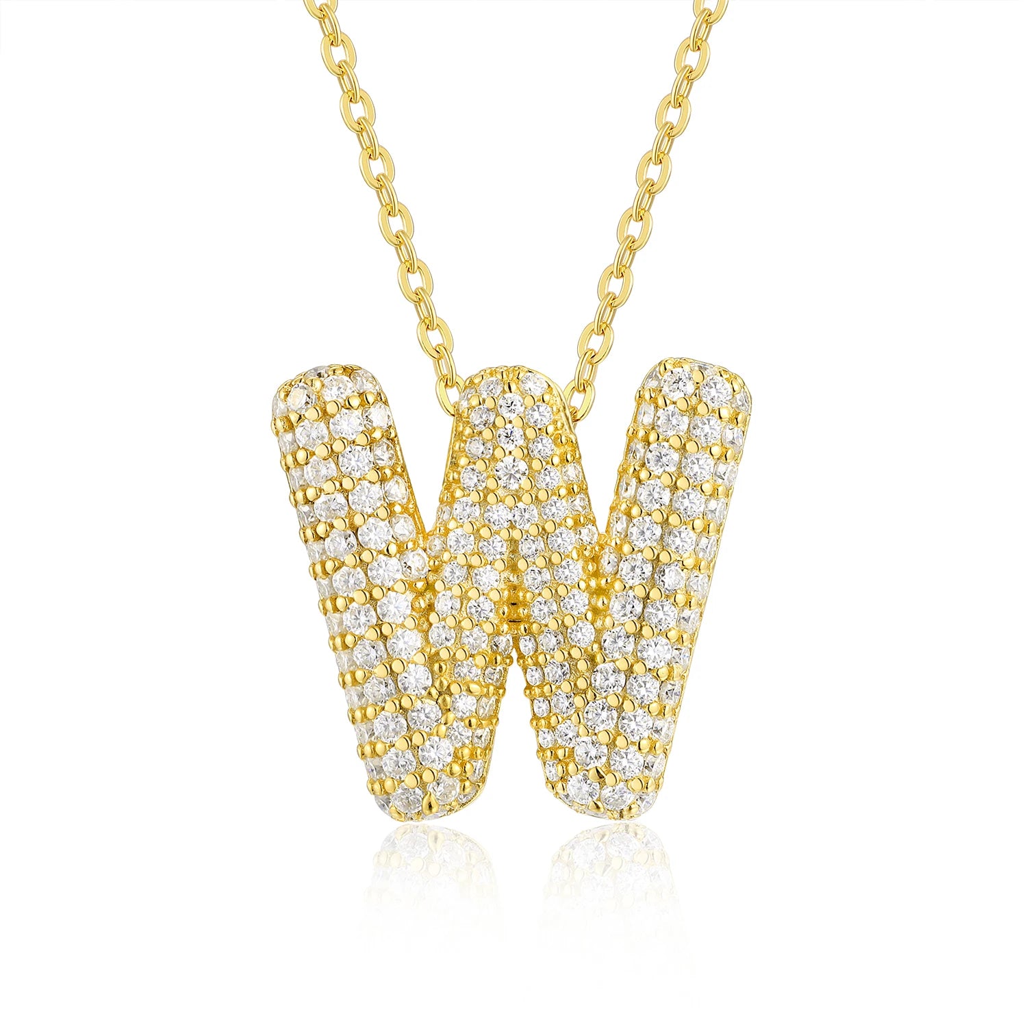Gold Plated Moissanite Alphabet Pendant Necklace 26 Letters 925 Silver Unisex Jewelry