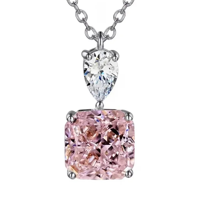 Women Geometric Pendant Necklace Copper Alloy CZ Yellow Pink White Green