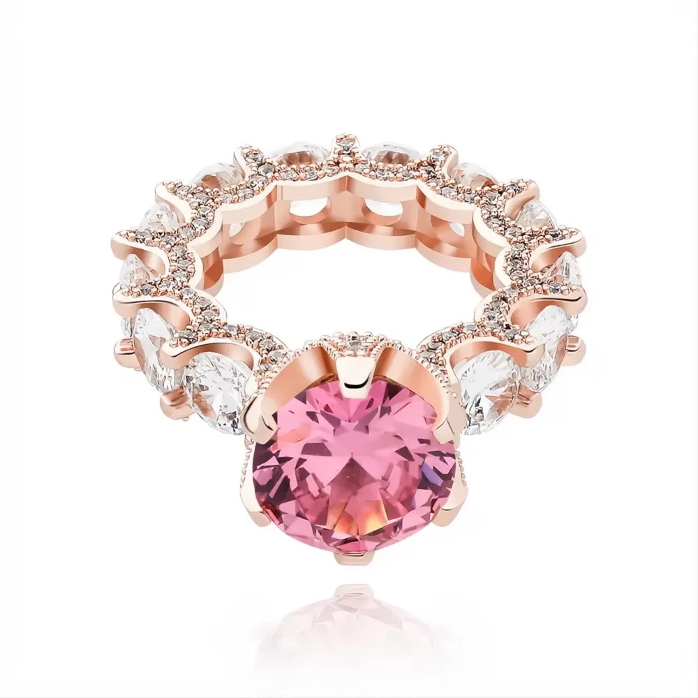 Gold Color Iced Out CZ Ring | AAA+ Zircon Fashion Gift Ring for Women