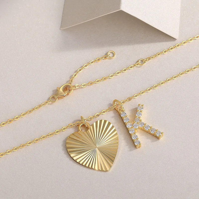 Heart Shaped Moissanite Pendant Necklace 18K Gold Plated 925 Silver Gift Jewelry