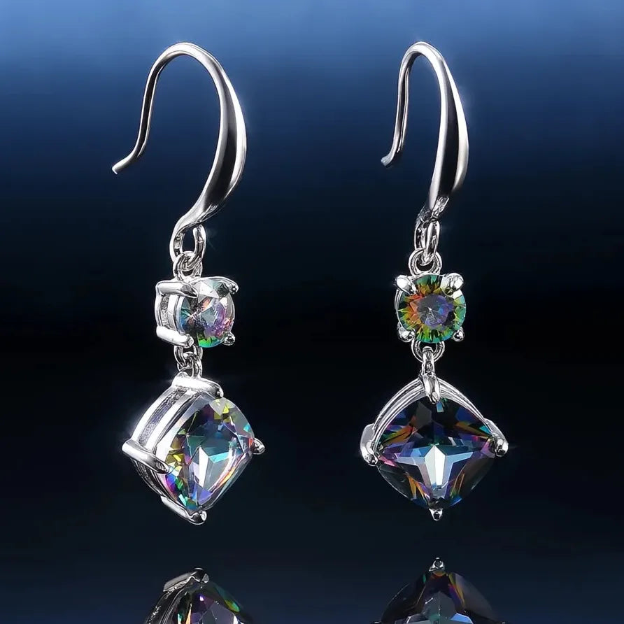 Luxury Multicolor Cubic Zirconia Geometric Drop Earrings for Women Gift