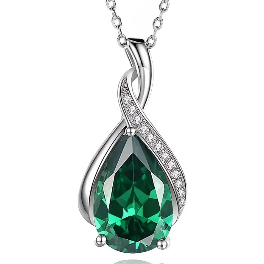 Luxury Cubic Zirconia Geometric Pendant Necklace for Women Bridal Wedding Jewelry