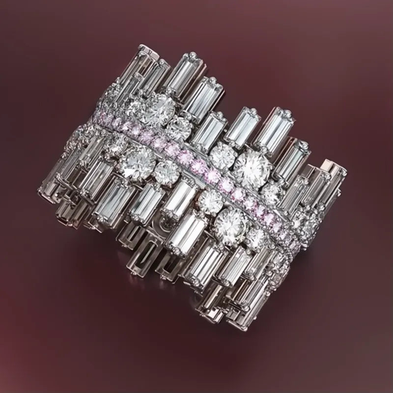 Luxury Irregular Shape Love Ring for Women Brass Cubic Zirconia Wedding Engagement Jewelry
