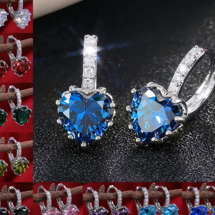 Heart Zirconia Drop Earrings for Women Copper Wedding Party Gift