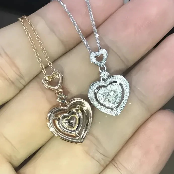 Luxury Heart Pendant Wedding Necklace with Cubic Zirconia for Women Silver Gold