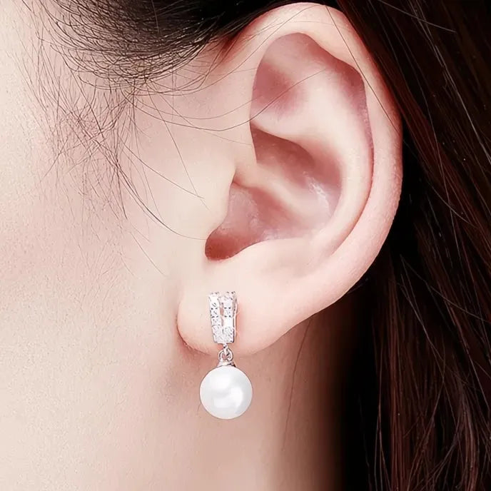 Trendy Simulated Pearl Drop Earrings for Women Brass Alloy Wedding Engagement Jewelry