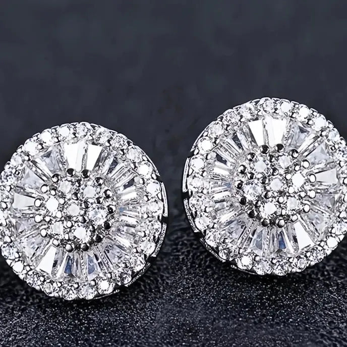 High Quality Copper Stud Earrings Fireworks Shape CZ Jewelry Engagement Wedding for Women Girls