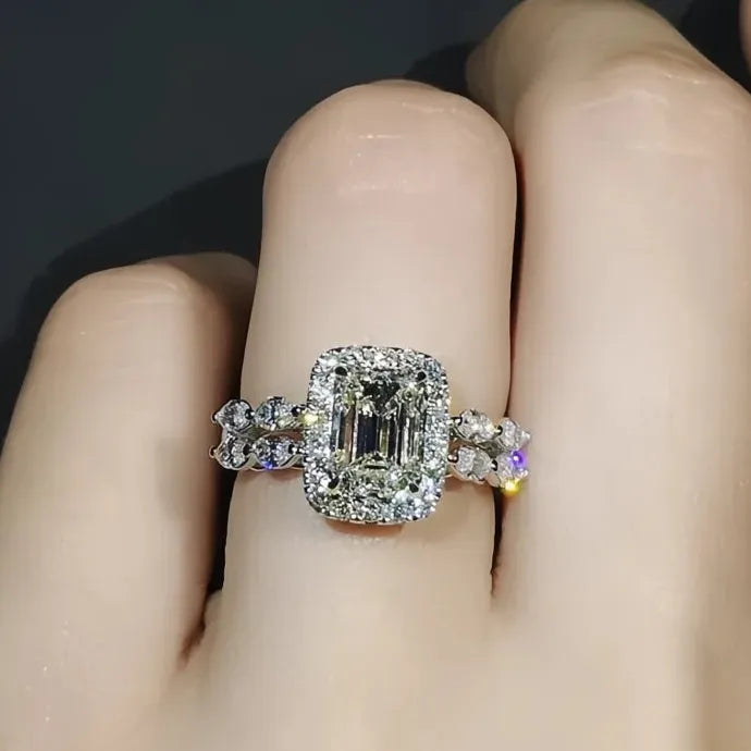 Cubic Zirconia Brass Wedding Engagement Ring for Women Gift Jewelry