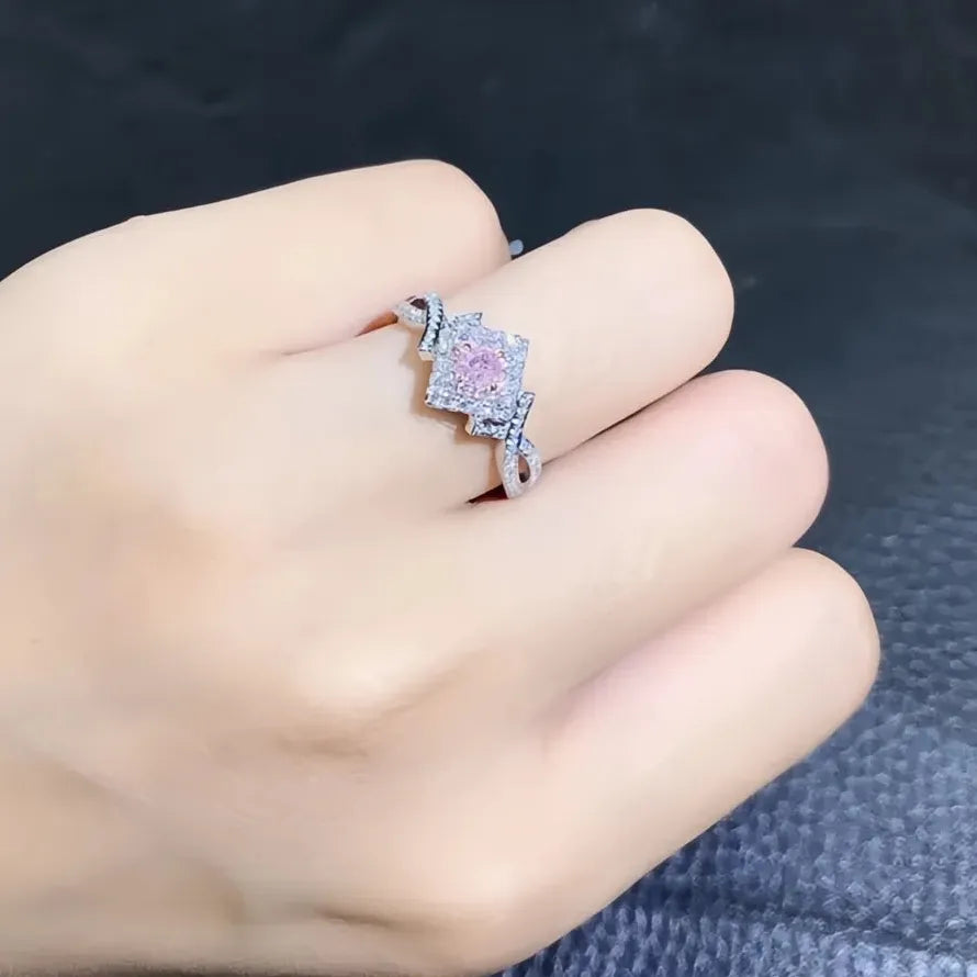 Pink Cubic Zirconia Brass Women’s Engagement Ring Romantic Valentine Gift