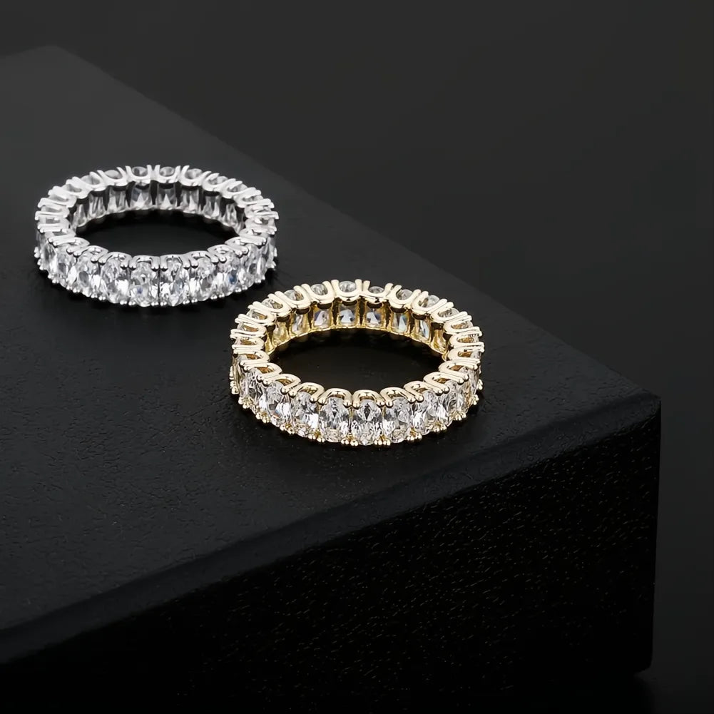 White Gold Plated Iced Out Ring Set | Micro Pave AAA CZ Hip Hop Ring for Men