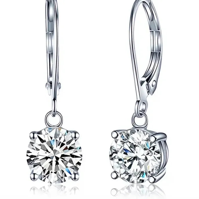 Elegant Round Cubic Zirconia Dangle Earrings for Women in Copper Alloy Gift