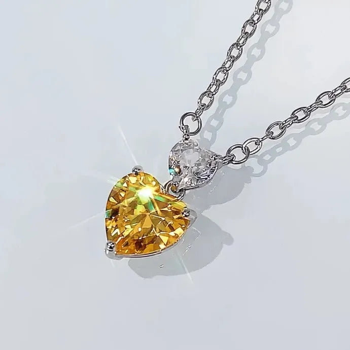 Heart Necklace with Cubic Zirconia Pendant Copper Alloy Engagement Gift
