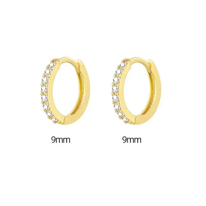 Minimalist Round Copper Hoop Earrings with Cubic Zirconia Geometric Design