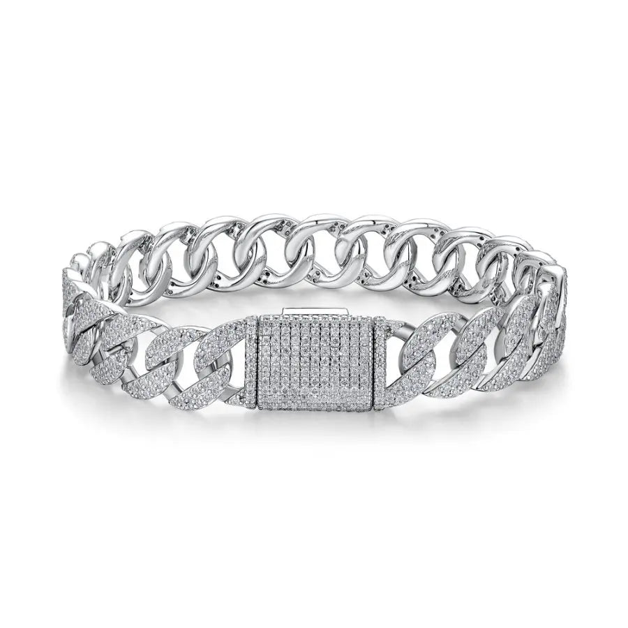 Hip Hop S925 Sterling Silver Moissanite Tennis Bracelet 18K Gold VVS1 Diamond Jewelry