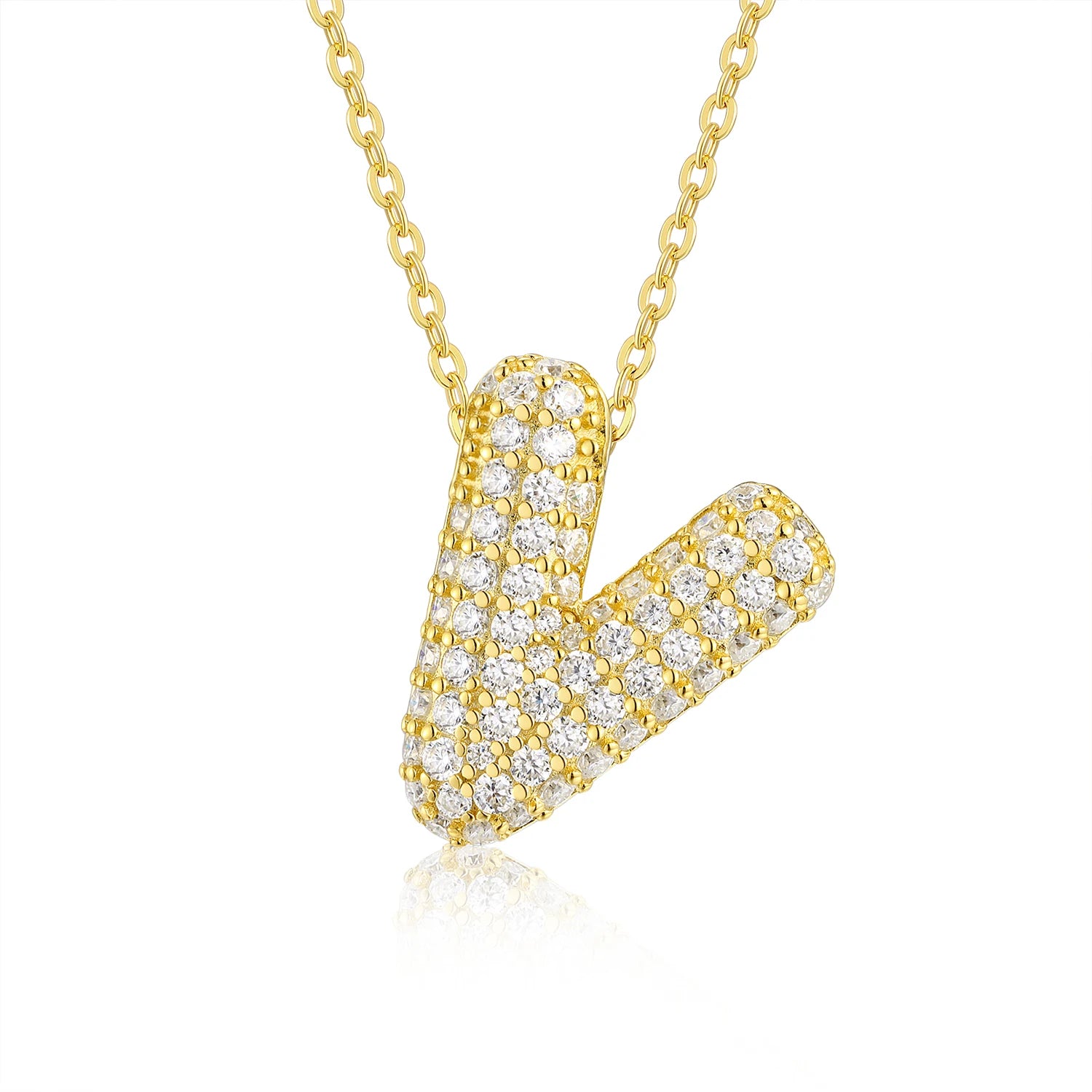 Gold Plated Moissanite Alphabet Pendant Necklace 26 Letters 925 Silver Unisex Jewelry