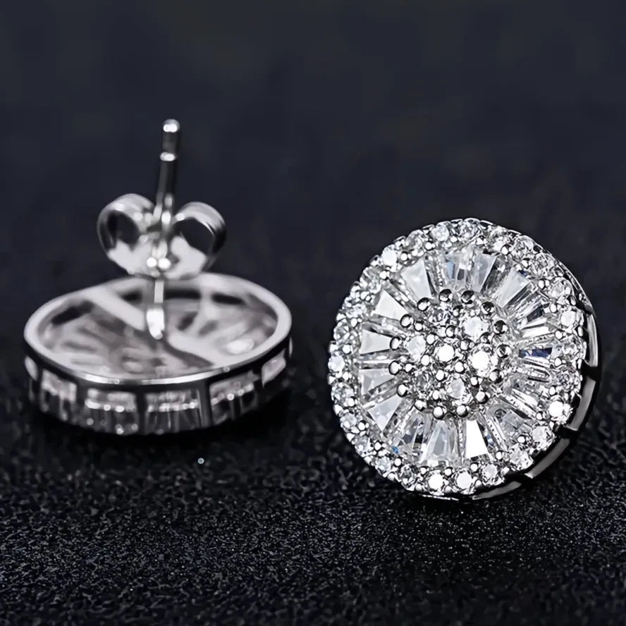 High Quality Copper Stud Earrings Fireworks Shape CZ Jewelry Engagement Wedding for Women Girls