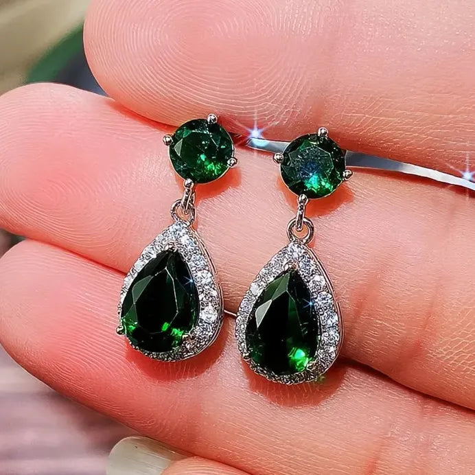 Luxury Water Drop CZ Dangle Earrings for Women Wedding Jewelry Multiple Colors