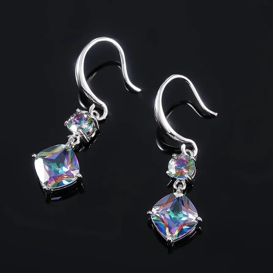 Luxury Multicolor Cubic Zirconia Geometric Drop Earrings for Women Gift