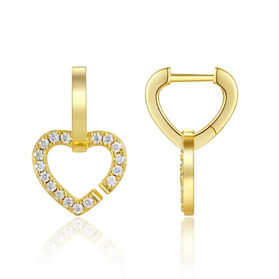 2pcs Heart Shaped Moissanite Earrings 0.578CTW 18K Gold Plated S925 Silver Jewelry