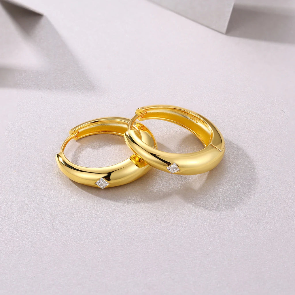 Square Moissanite Hoop Earrings Women S925 Silver 18K Gold Plated Hypoallergenic Jewelry