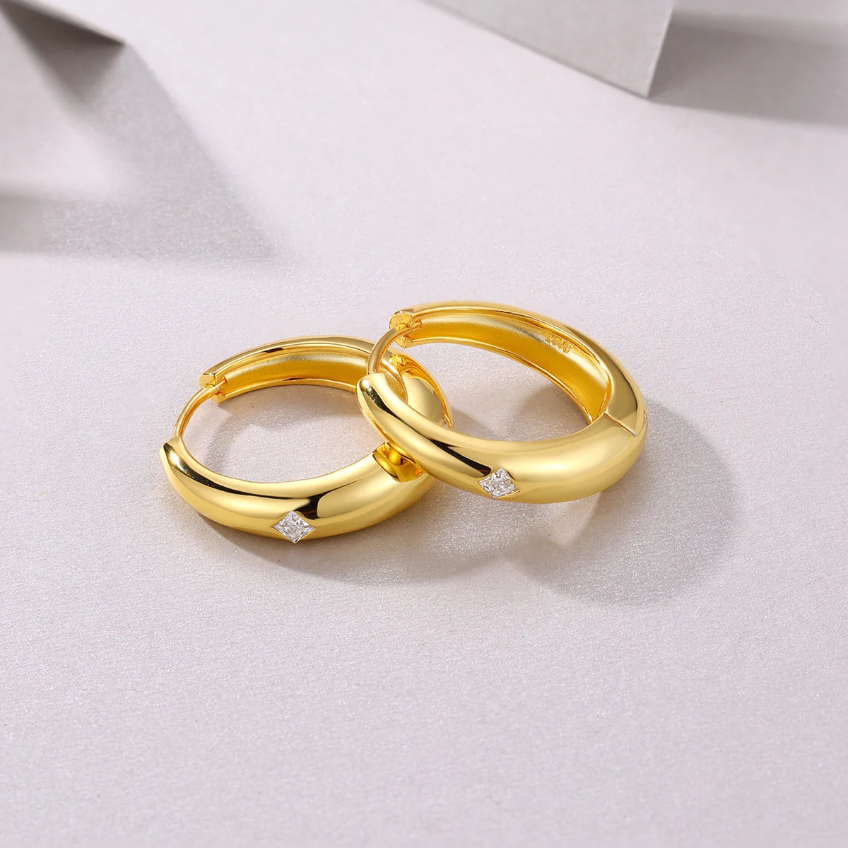 Square Moissanite Hoop Earrings Women S925 Silver 18K Gold Plated Hypoallergenic Jewelry
