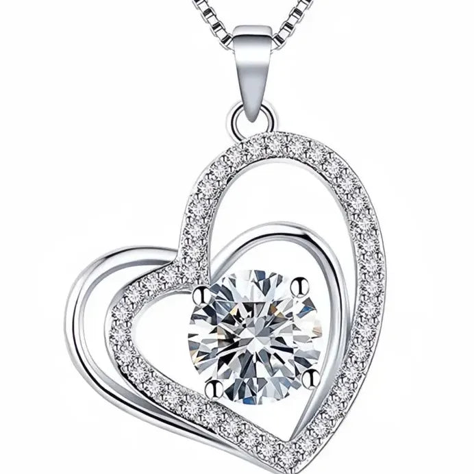 Heart Shape MOM Crystal Pendant Necklace Copper Alloy Jewelry Gift