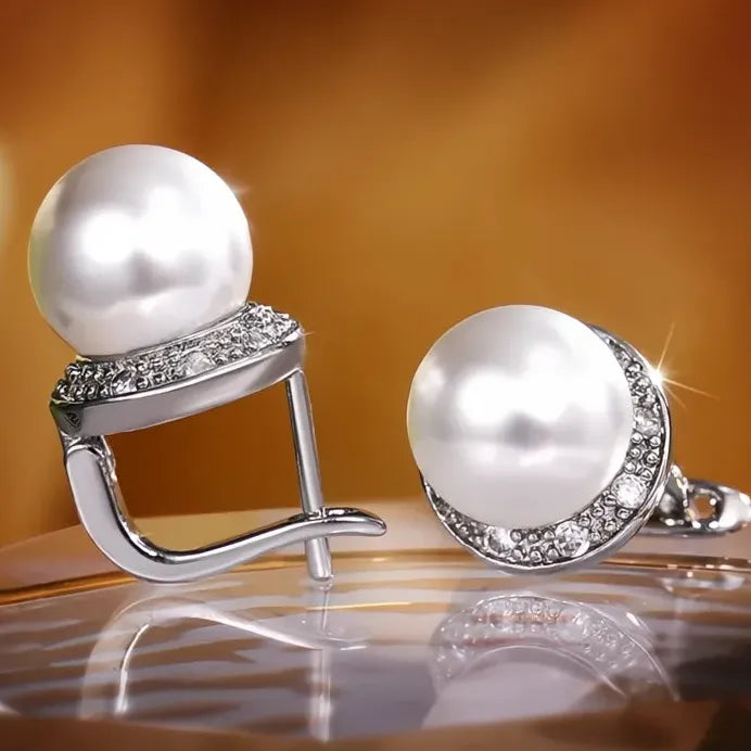 Elegant Simulated Pearl Stud Earrings for Women White Pink Bridal Jewelry