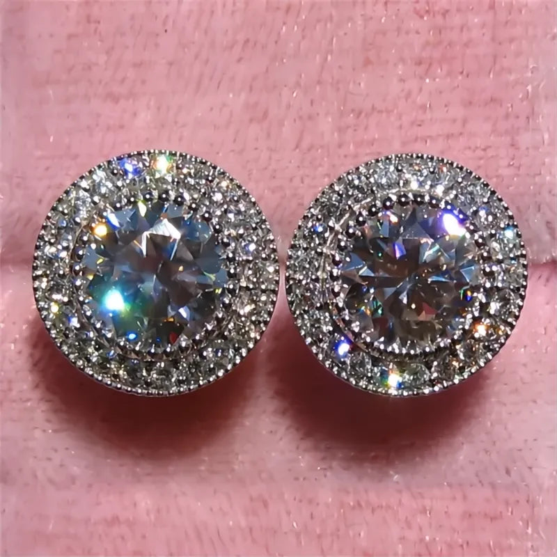 Delicate Small Round Cubic Zirconia Stud Earrings for Women Teens Fashion Jewelry