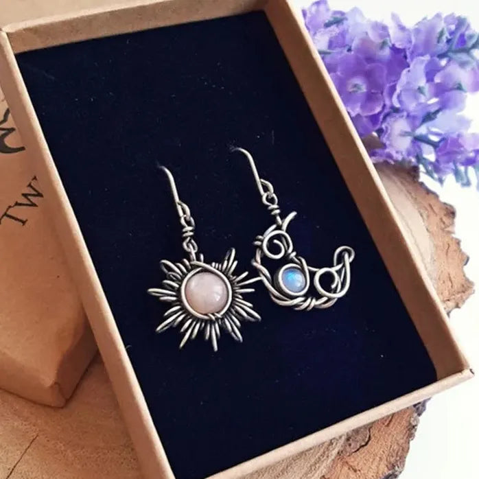 Bohemian Moon Star Dangle Earrings Women Asymmetrical Drop Jewelry Celestial