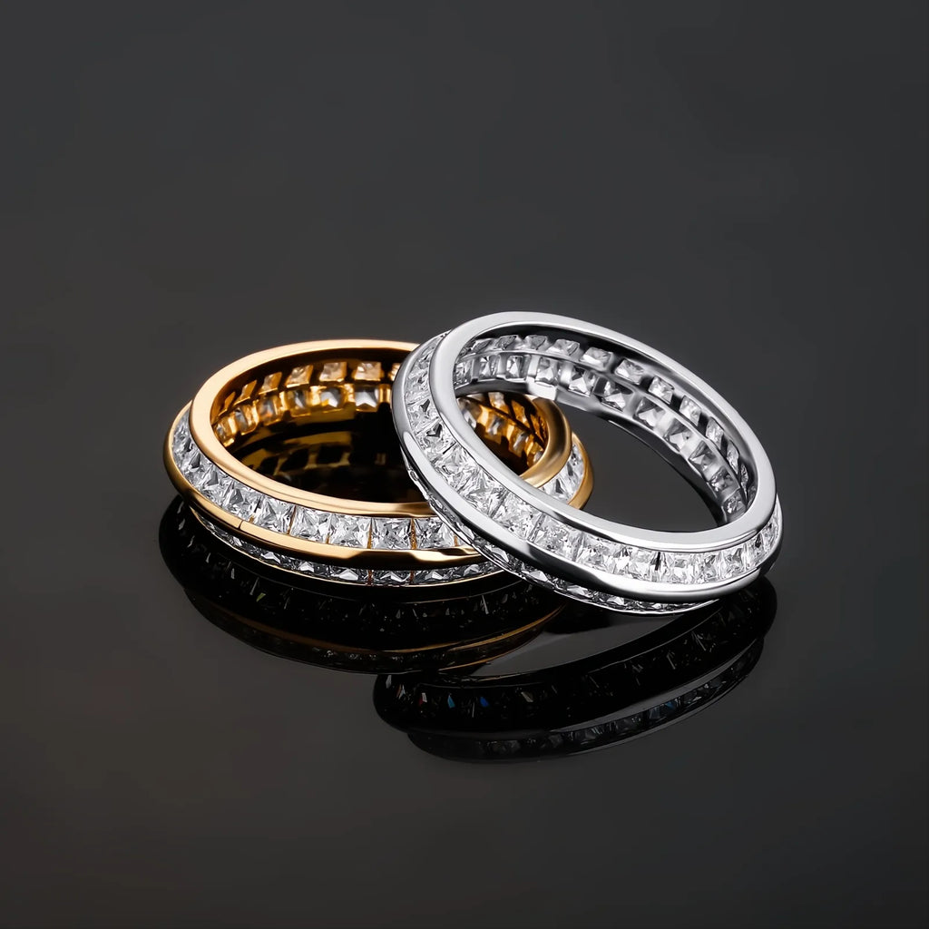 Gold Iced Out Baguette CZ Ring | Hip Hop Punk Bling Ring Unisex Jewelry