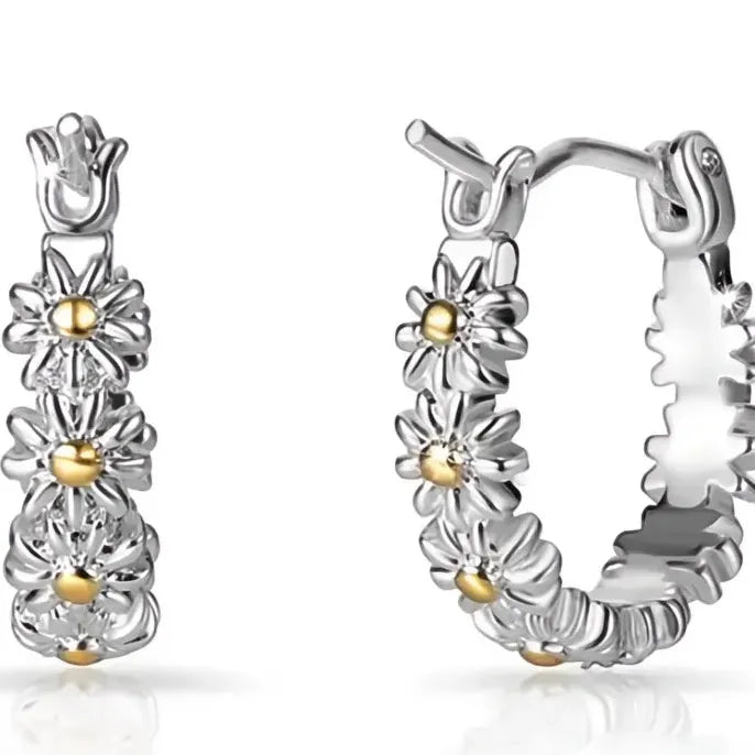 Fresh Daisy Small Geometric Brass Hoop Earrings for Women and Girls