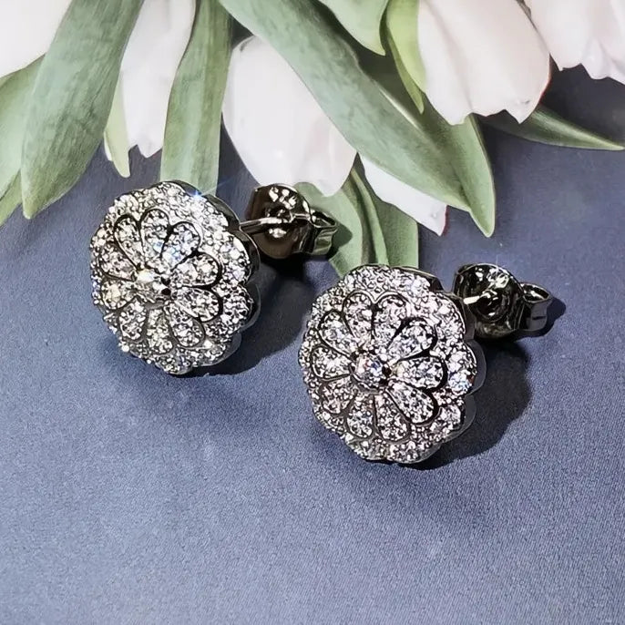 Geometric Cubic Zirconia Stud Earrings for Women Wedding Jewelry