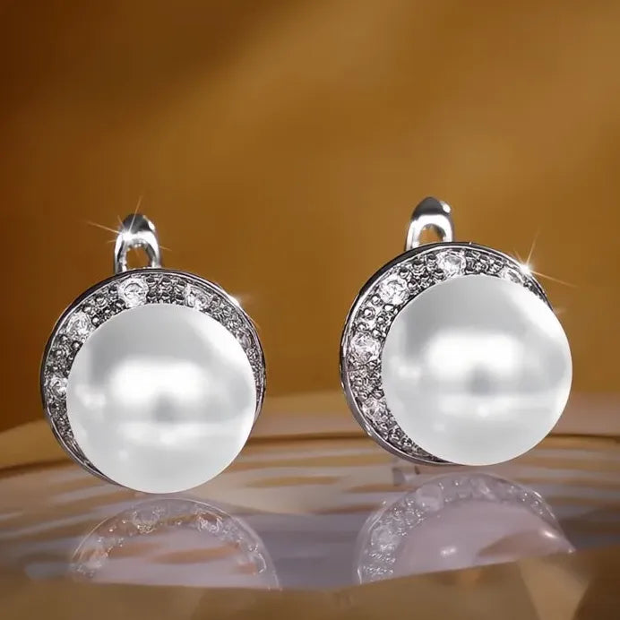 Elegant Simulated Pearl Stud Earrings for Women White Pink Bridal Jewelry