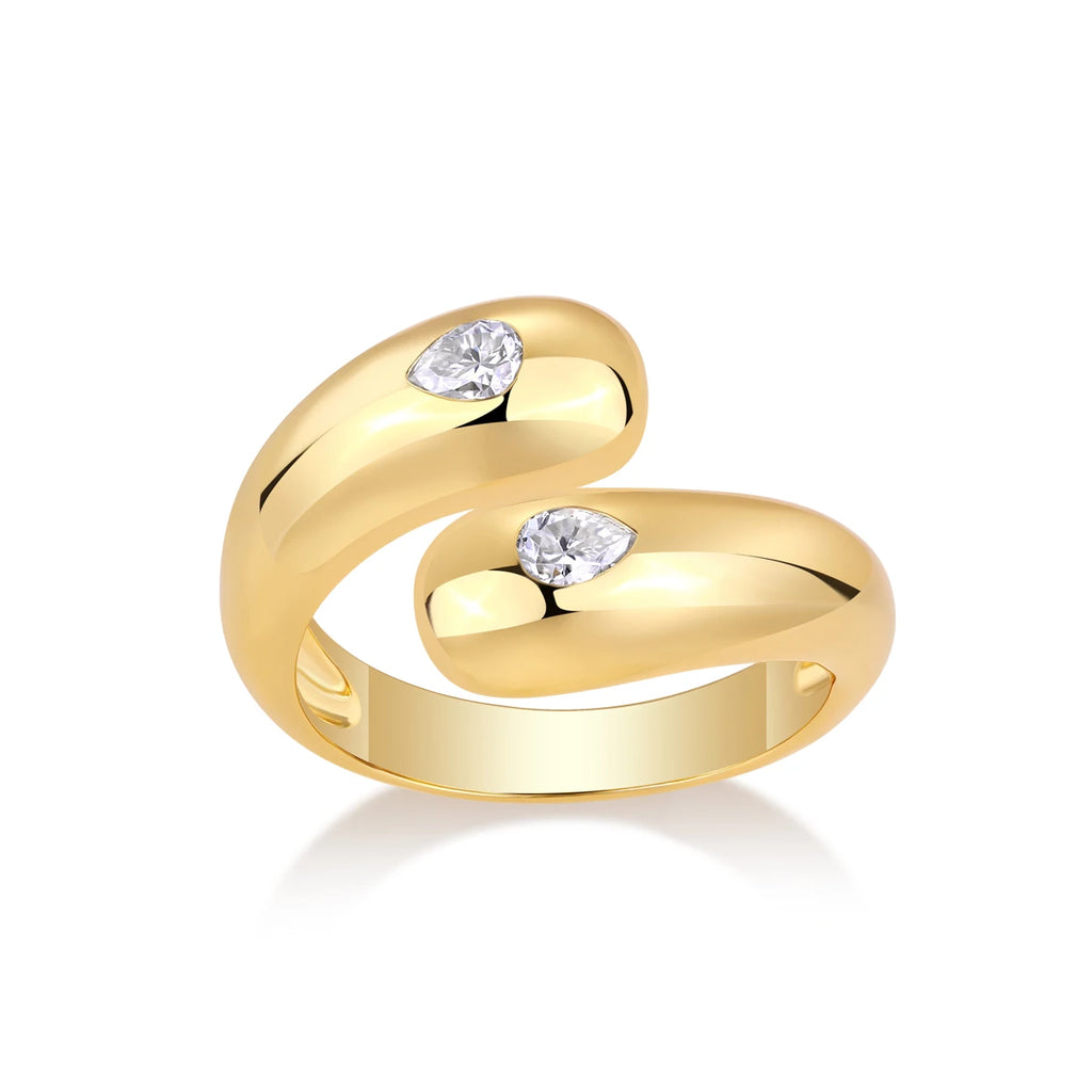 Adjustable Open Moissanite Ring S925 Silver 18K Gold Plated Double Loop Women Jewelry