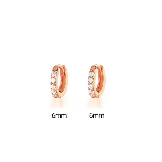 Minimalist Round Copper Hoop Earrings with Cubic Zirconia Geometric Design
