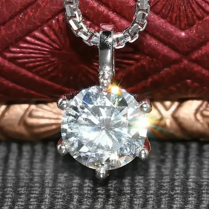 Classic Claw Cubic Zirconia Geometric Pendant Necklace for Women Bridal Jewelry