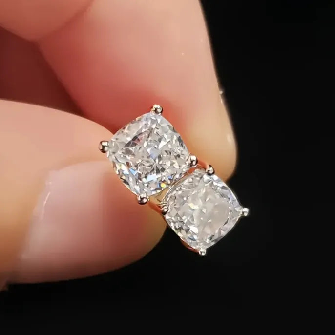Geometric Cushion Cut Cubic Zirconia Stud Earrings Copper Alloy Gift