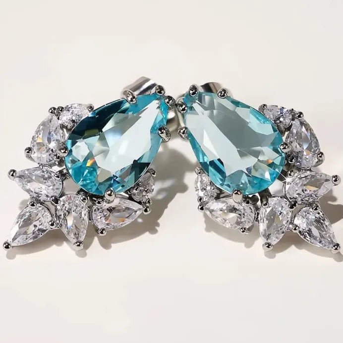 Geometric Cubic Zirconia Stud Earrings for Women Wedding Party Jewelry